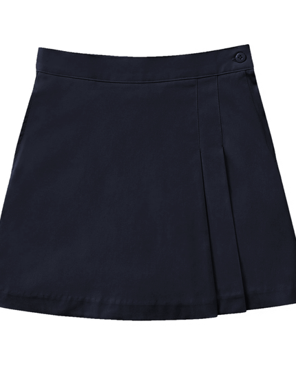 Girls Solid Double-Wrap Uniform Skort (Navy)