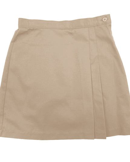 Juniors Solid Double-Wrap Uniform Skort (Khaki)
